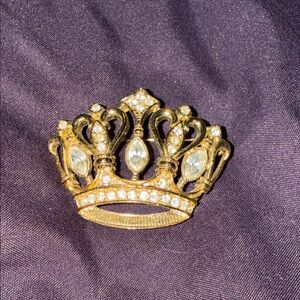 Vintage K.J.L. For Avon - Elegant Gold Crown Brooch